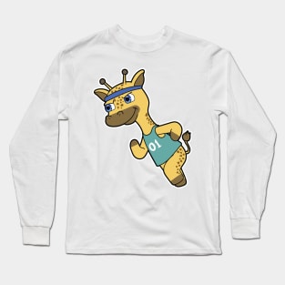 Giraffe as Jogger at Running with Headband Long Sleeve T-Shirt